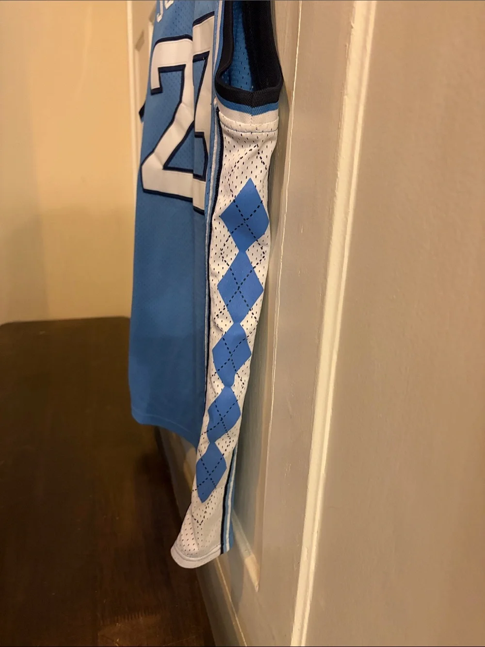 Jordan Light Blue and White North Carolina #23 Basketball Jersey